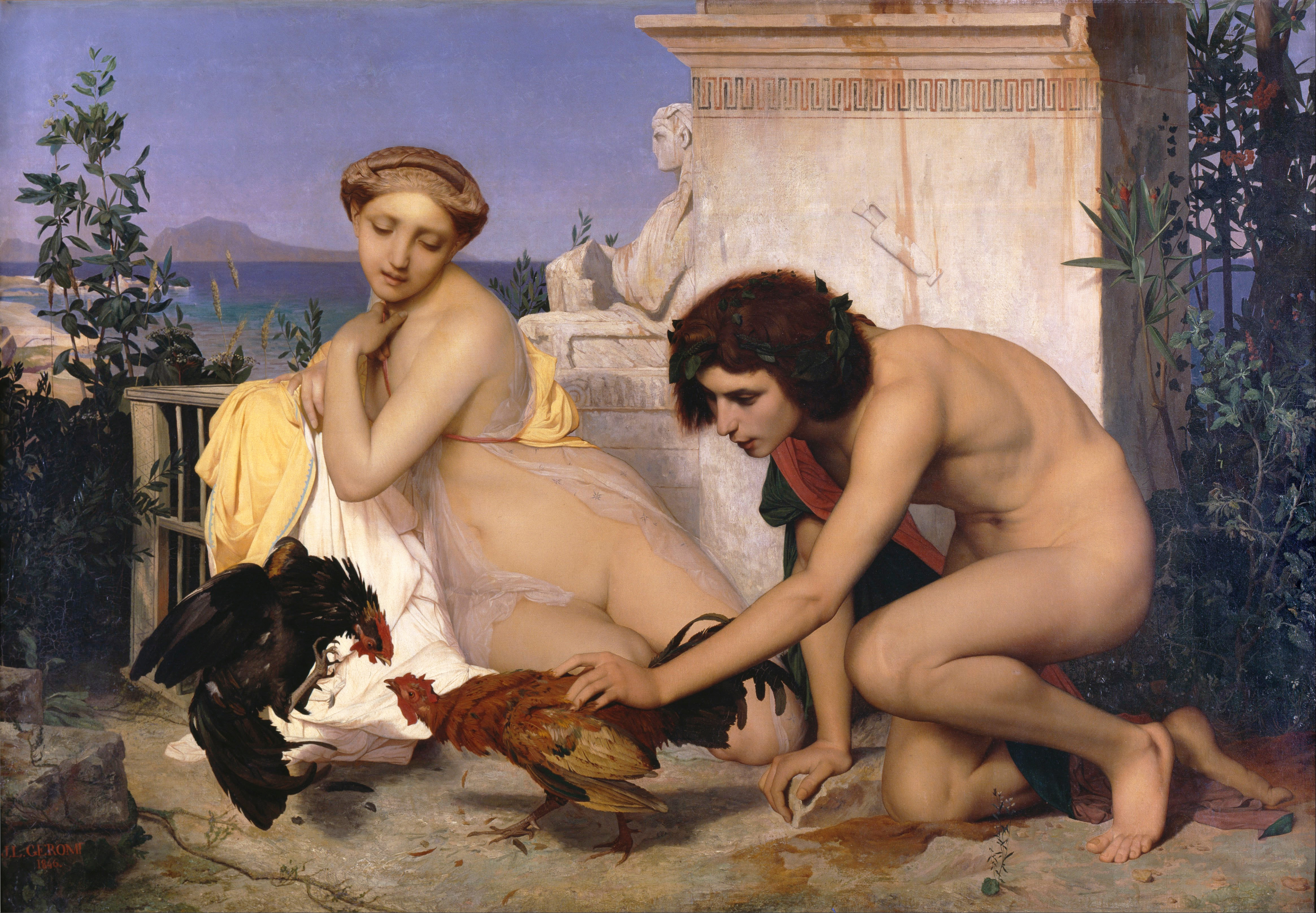 Jean-Léon Gérôme, Jeunes Grecs faisant combattre des coqs