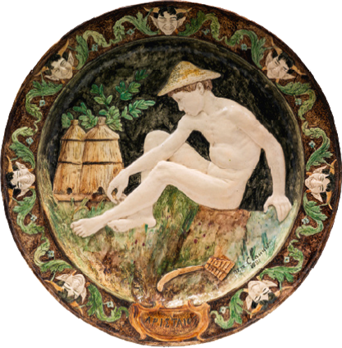 Max Claudet,1840-1893, Aristée pleurant ses abeilles, céramique.
