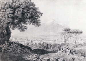 Jean-Pierre Pequignot, Vue de Catane avec l'Etna dans le fond, collection J. Mackinnon, Londres